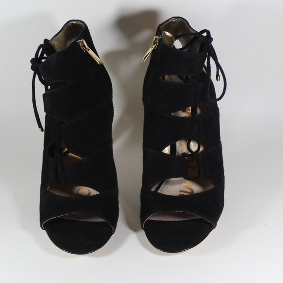 SAM EDELMAN PALMA SUEDE PEEP TOE STRAP HEELS 9.5 - Picture 3 of 7